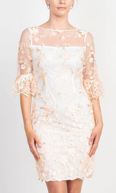 Adrianna Papell AP1E209447 - Embroidered Petal Cocktail Dress Cocktail Dresses 2 / Ivory Blush