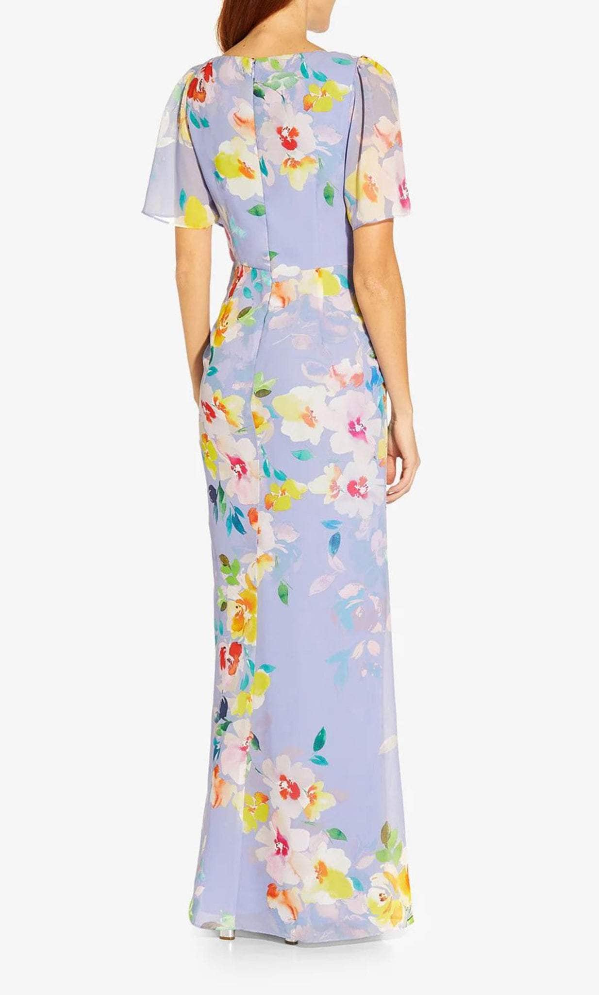 Adrianna Papell AP1E209584 - Flutter Sleeve Floral Long Dress Formal Gowns