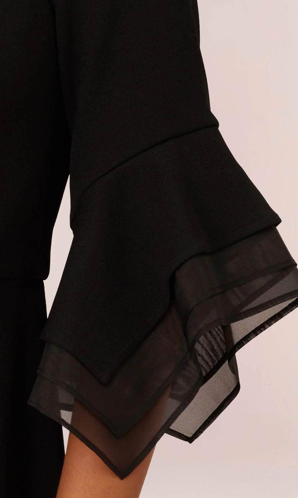Adrianna Papell AP1E209617 - Long Crepe Jumpsuit - Organza Quarter Sleeves, Midrise Back, Zipper Closure, Straight Pants ADASA Adrianna Papell AP1E209617 - Long Crepe Jumpsuit - Organza Quarter Sleeves, Midrise Back, Zipper Closure, Straight Pants ADASA