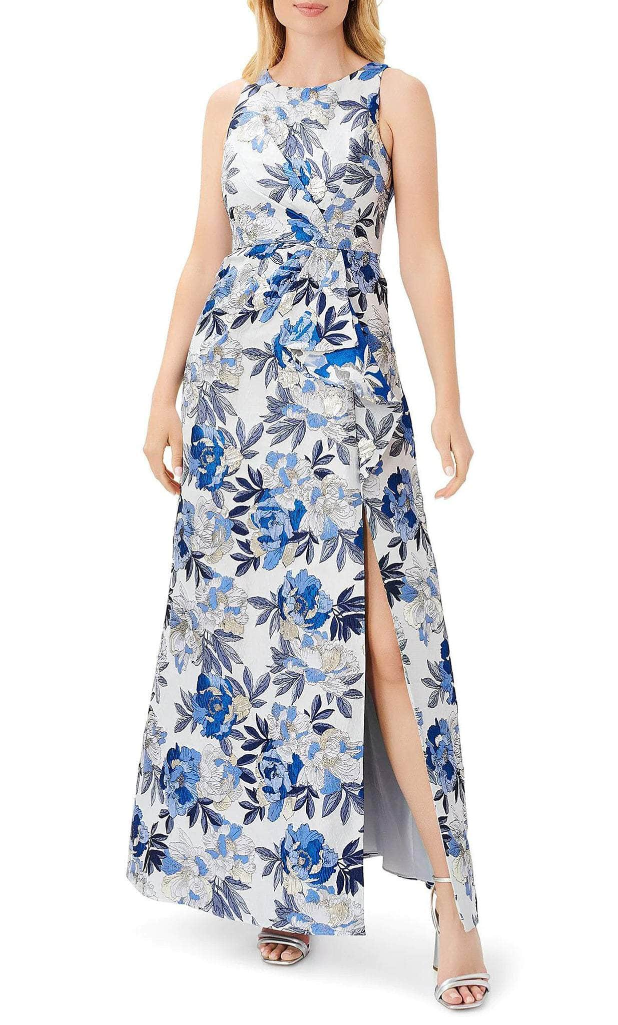 Adrianna Papell AP1E209731 - Sleeveless Bateau Neck Long Dress Evening Dresses 0 / Blue Multi