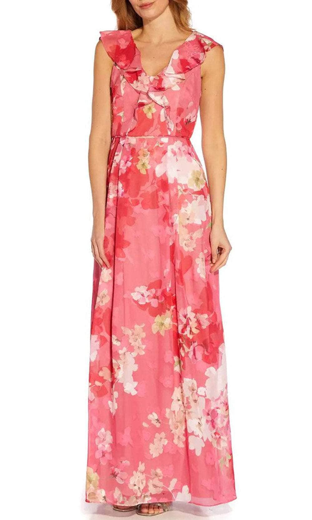 Adrianna Papell AP1E209744 - Ruffle Trimmed Floral Dress Special Occasion Dress