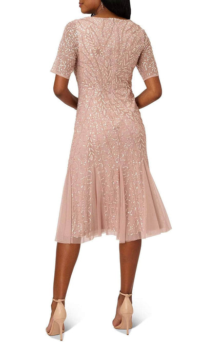 Adrianna Papell AP1E210196 - V Neck Godet Mesh Dress Special Occasion Dress