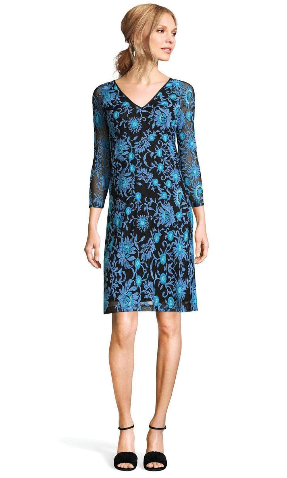 Adrianna Papell - AP1D100673SC V-Neck Floral Sheath Dress Adrianna Papell - AP1D100673SC V-Neck Floral Sheath Dress