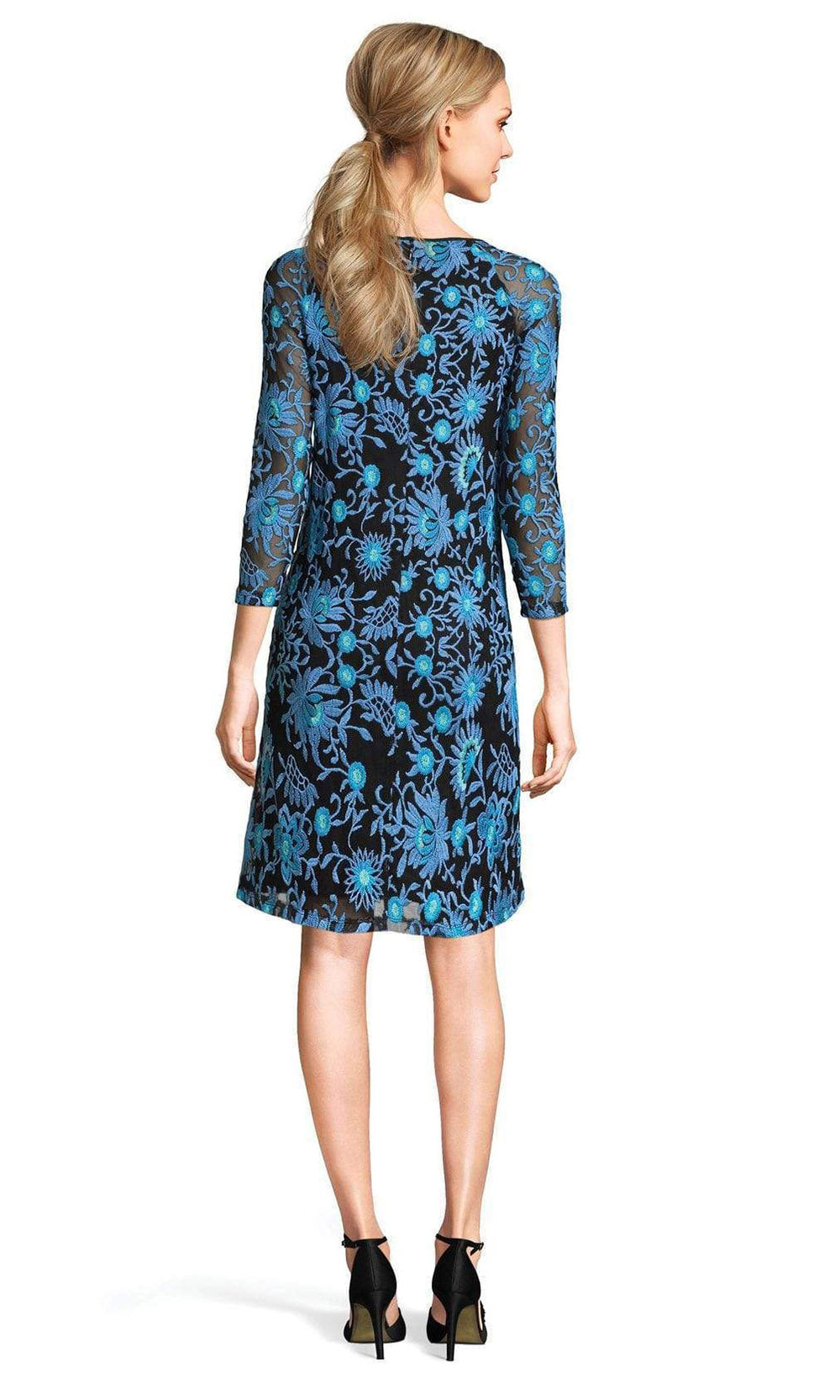 Adrianna Papell - Embroidered Quarter Sleeve Sheath Dress AP1D100673 - 1 pc Coral Multi In Size 12 Available CCSALE 12 / Coral Multi