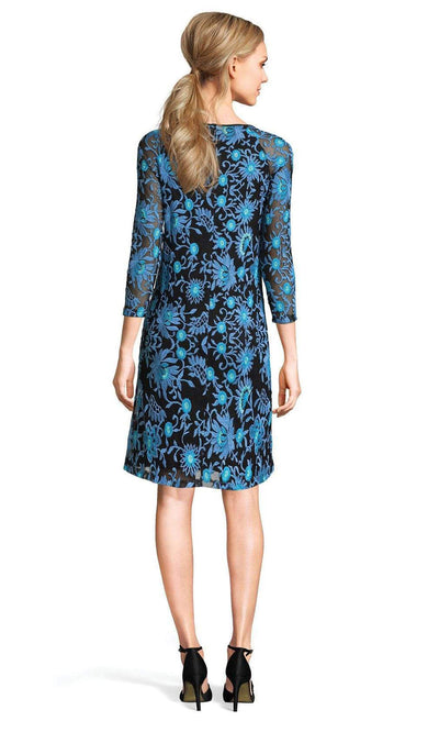 Adrianna Papell - Embroidered Quarter Sleeve Sheath Dress AP1D100673 - 1 pc Coral Multi In Size 12 Available CCSALE 12 / Coral Multi