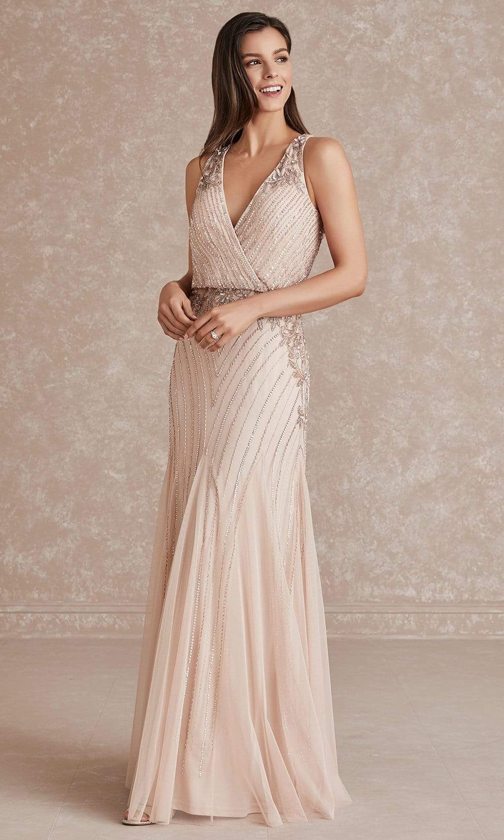 Adrianna Papell Evening - Sleeveless Blouson Bead Embellished Dress 40280SC In Pink