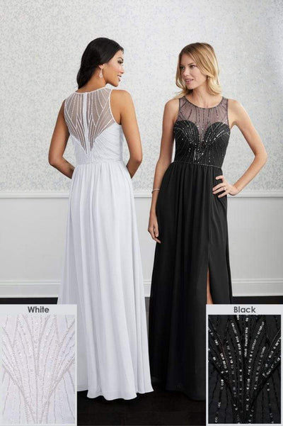 Adrianna Papell Platinum - 40231 Beaded Illusion Scoop A-Line Dress Bridesmaid Dresses 0 / Black