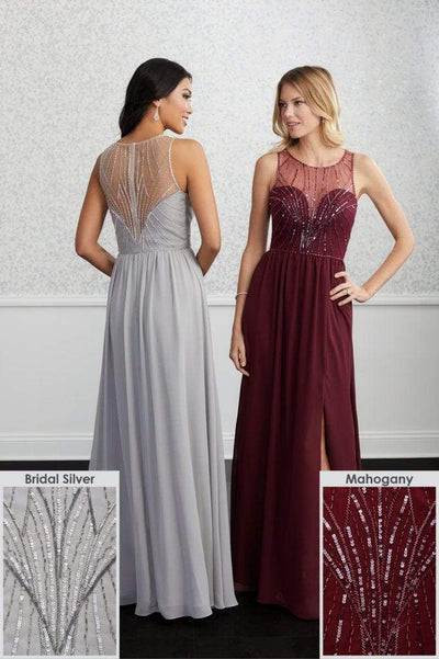 Adrianna Papell Platinum - 40231 Beaded Illusion Scoop A-Line Dress Bridesmaid Dresses 0 / Claret