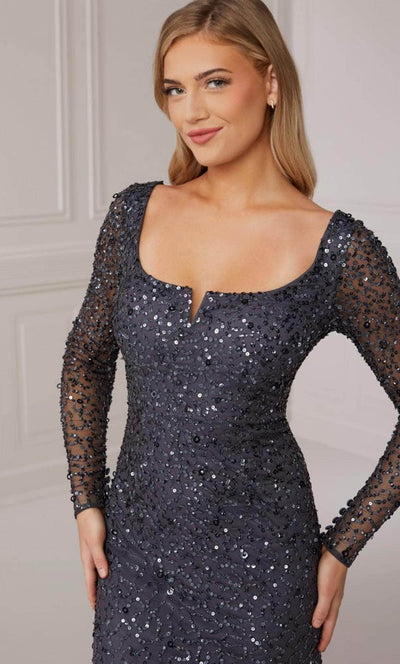 Adrianna Papell Platinum 40420 - Sequined Allover Trumpet Gown Evening Dresses