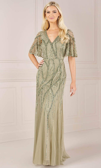 Adrianna Papell Platinum 40436 - Flutter Sleeve V-Neck Evening Dress Evening Dresses