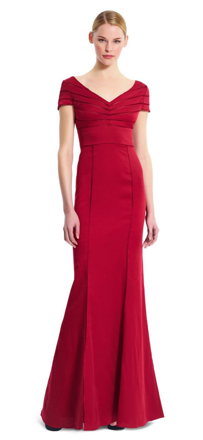 Adrianna Papell - Satin Sheath Dress 81909150 Special Occasion Dress 6 / Cranberry
