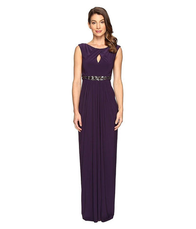 Adrianna Papell - Sleeveless Ruched Long Gown AP1E201175 Special Occasion Dress 4 / Aubergine