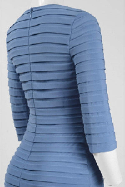 Adrianna Papell - 13189310 Shutter Pleats Jersey Knit Sheath Dress In Blue