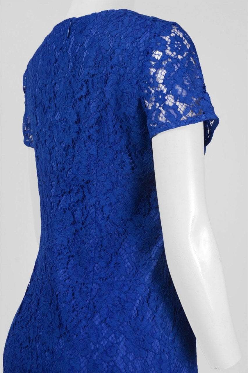 Adrianna Papell - Lace Bateau Neck Sheath Dress 13263430 in Blue