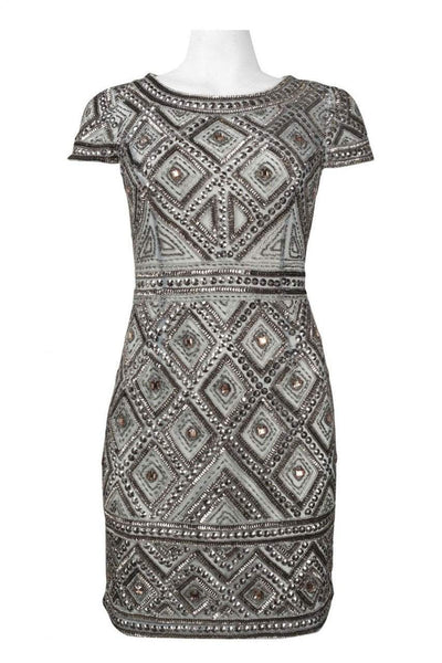 Adrianna Papell -41881410SC Short Sleeve Embellished Sheath Dress
