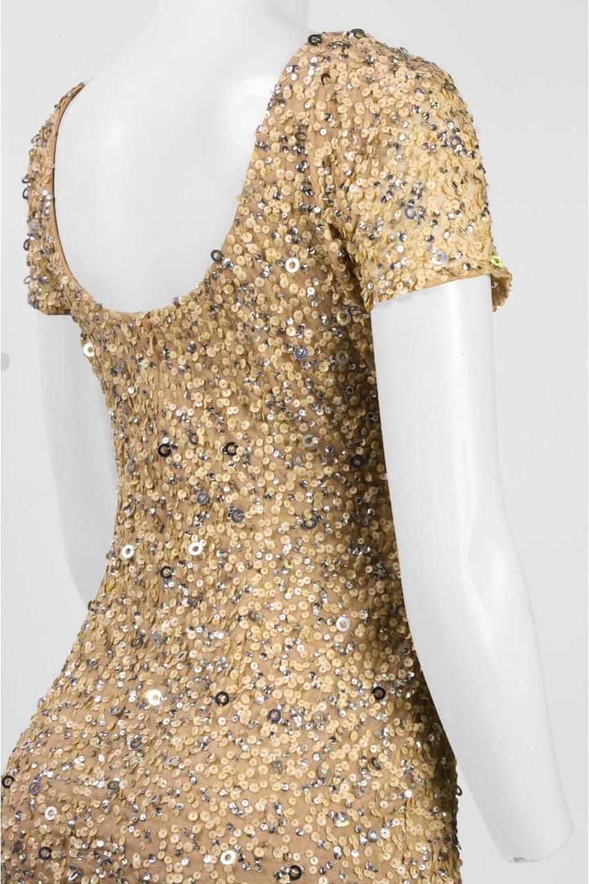 Adrianna Papell 41900220 - Knee-Length Sheath Dress - Short Sleeves, Sequins, Scoop Open Back, Mesh, Knee Length ADASA Adrianna Papell 41900220 - Knee-Length Sheath Dress - Short Sleeves, Sequins, Scoop Open Back, Mesh, Knee Length ADASA