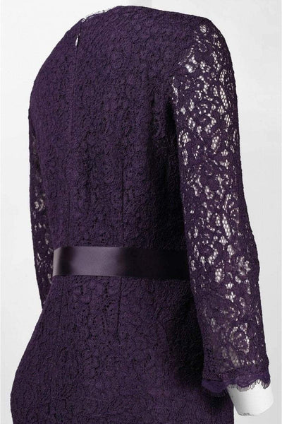 Adrianna Papell - Quarter Length Sleeves Lace Short Dress 41910400 in Purple