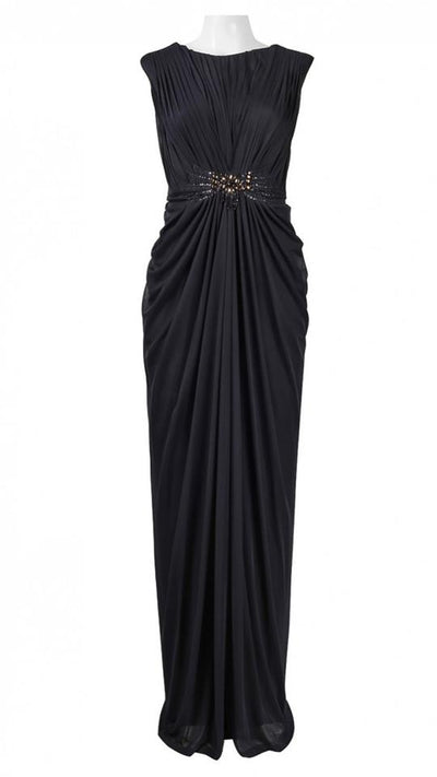 Adrianna Papell - 08G905560SC Drape Styled Jeweled Sheath Dress