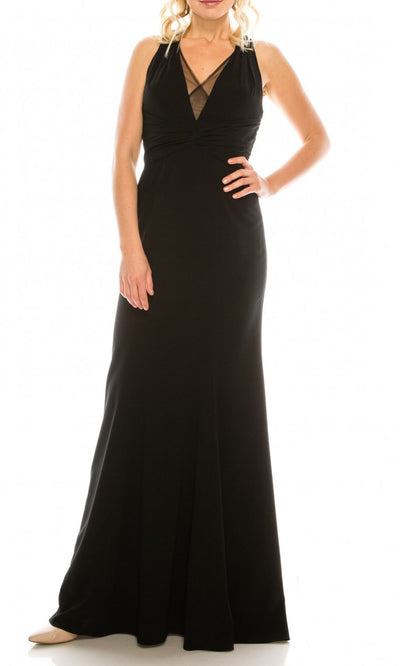 Adrianna Papell - 91884490 V-Neck Long Dress In Black