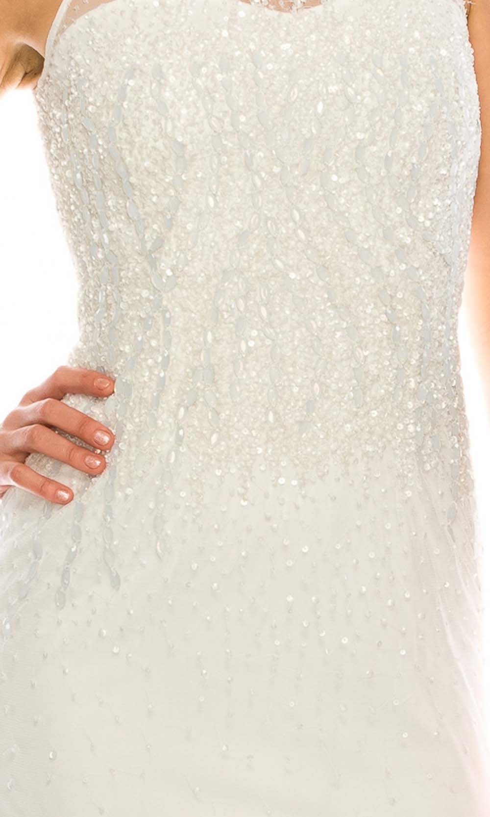 Adrianna Papell 91892190 - Long Beaded Mesh Sheath Dress - Sleeveless, Godet Skirt, Sweep Train, Hidden Side Zipper, Lined, Care: Spot Clean Only ADASA Adrianna Papell 91892190 - Long Beaded Mesh Sheath Dress - Sleeveless, Godet Skirt, Sweep Train, Hidden Side Zipper, Lined, Care: Spot Clean Only ADASA