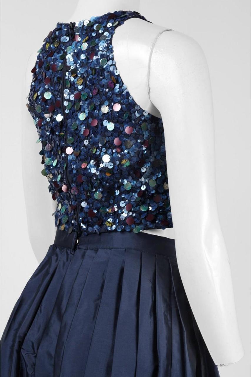 Adrianna Papell - Two-Piece Halter Neckline Long Dress 91922200 in Blue