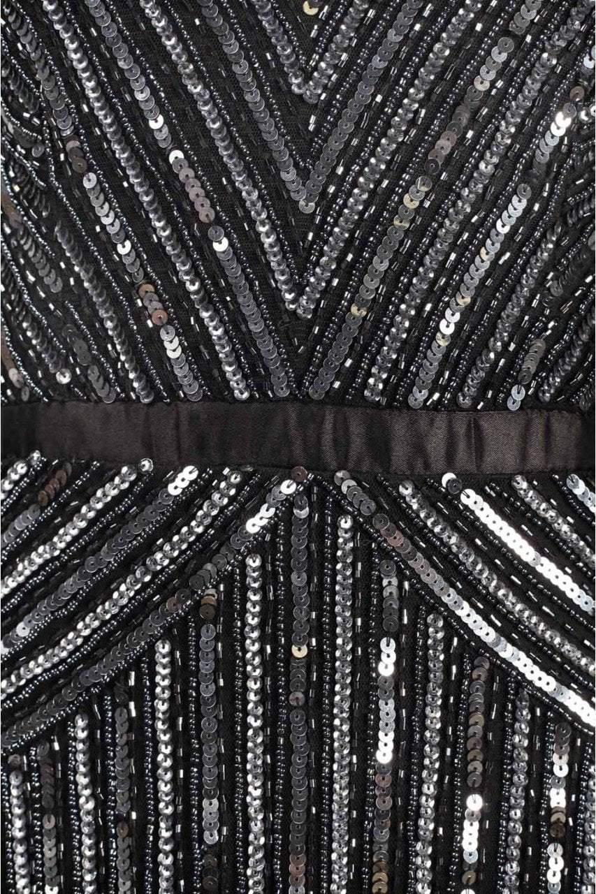 Adrianna Papell Cap-Sleeve Embellished Gown - Black 10 Adrianna Papell Cap-Sleeve Embellished Gown - Black 10