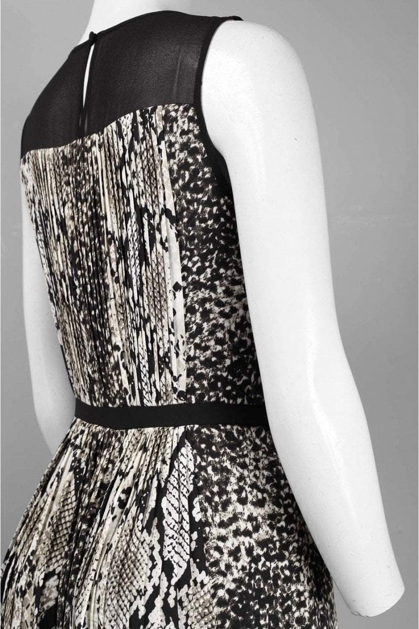 Adrianna Papell - Print Jewel Neck Dress 16PD78030 in White and Black