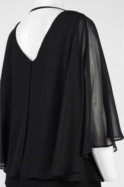 Adrianna Papell - AP1D100259 V-neck Chiffon Sheath Dress in Black