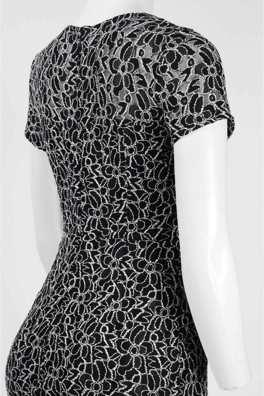 Adrianna Papell - AP1D100323 Floral Lace Jewel Sheath Dress in Black and White