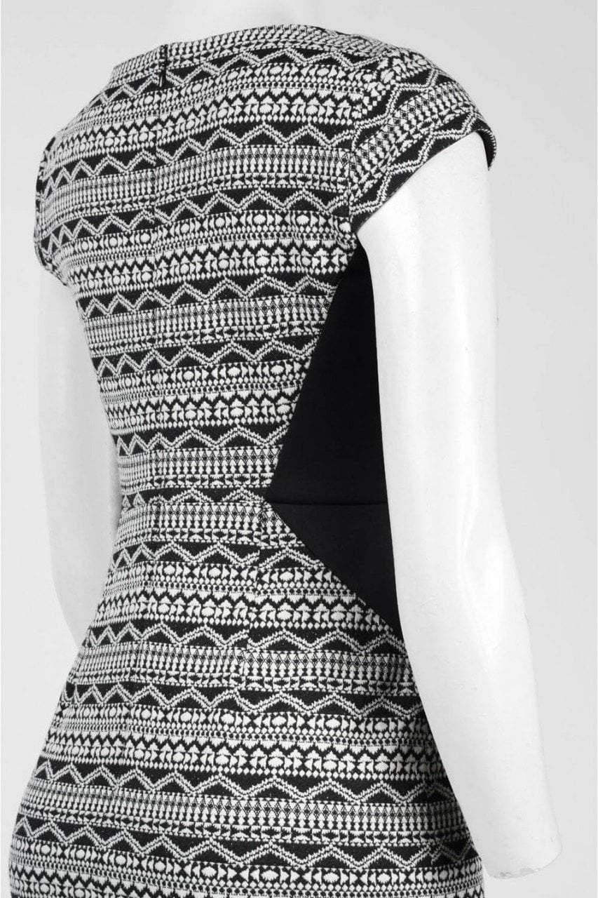 Adrianna Papell - AP1D100324 Origami Knit Sheath Dress in Black and White
