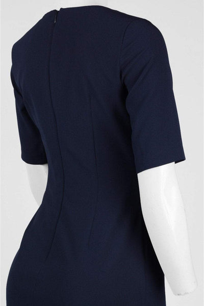 Adrianna Papell - AP1D100811 Short Sleeve V-neck Sheath Dress In Blue