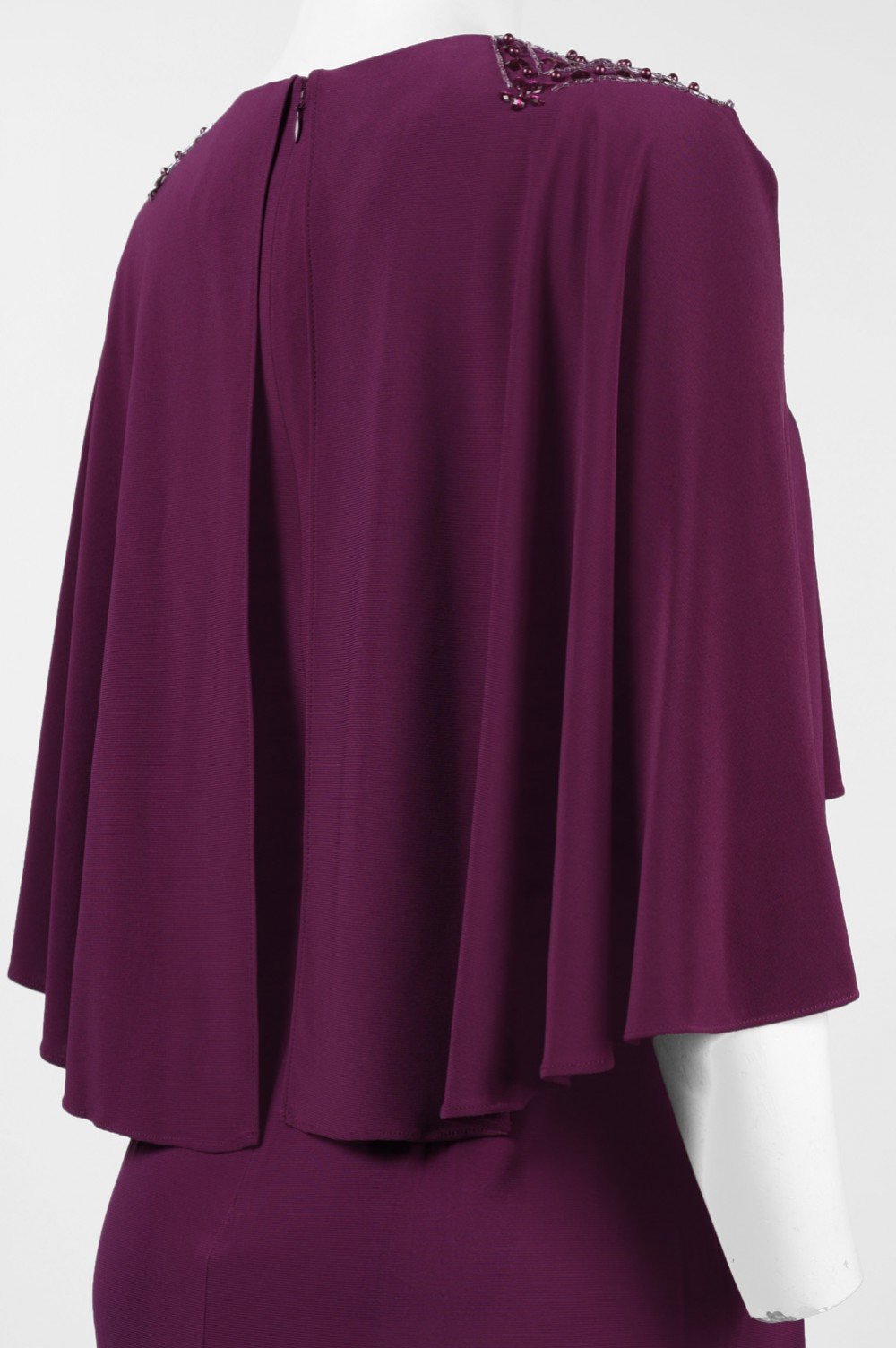 Adrianna Papell - AP1D101422 Beaded Jewel Neck Jersey Fitted Dress In Purple