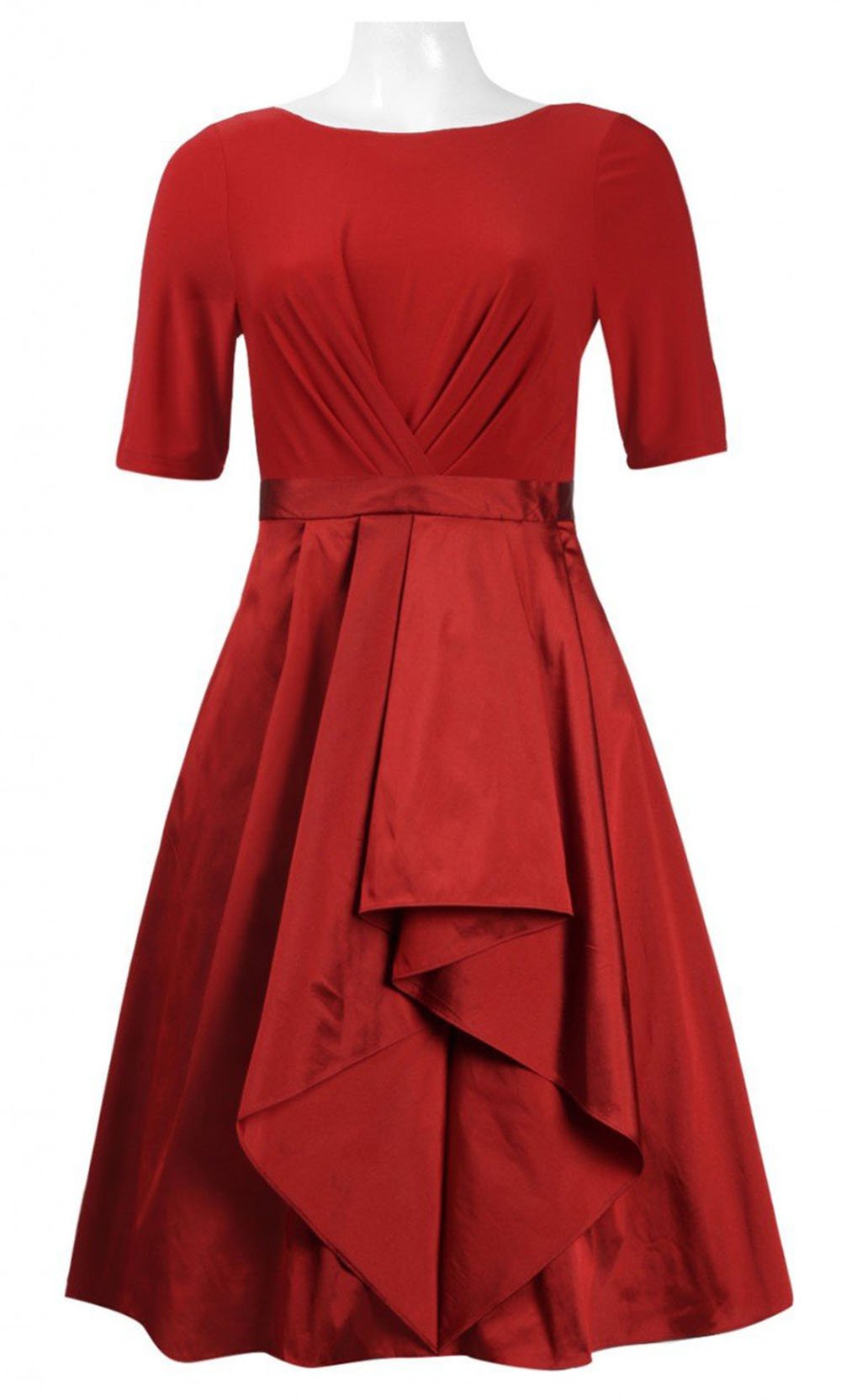 Adrianna Papell - Knee Length Pleated A-Line Dress AP1D101549 In Red