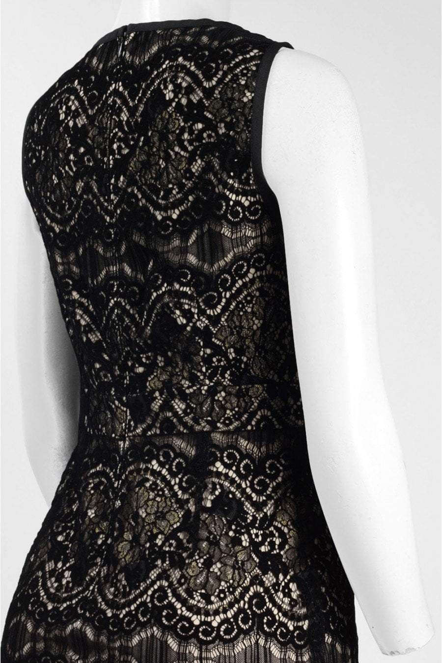 Adrianna Papell - AP1D101560 Sleeveless Velvet Lace Sheath Dress In Black and Neutral
