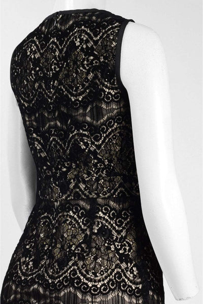 Adrianna Papell - AP1D101560 Sleeveless Velvet Lace Sheath Dress In Black and Neutral