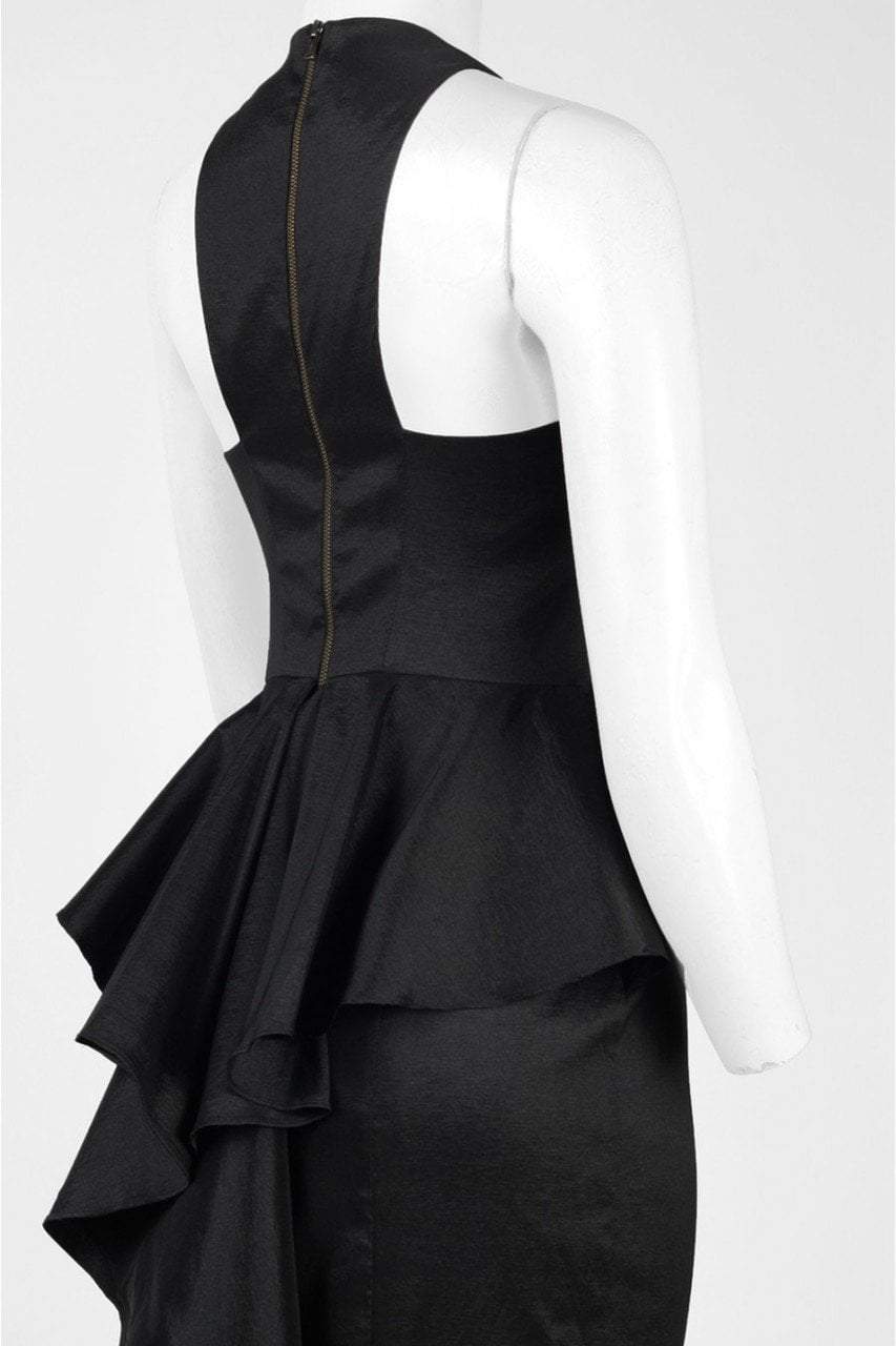 Adrianna Papell - AP1E200147 V-neck Taffeta Trumpet Dress in Black