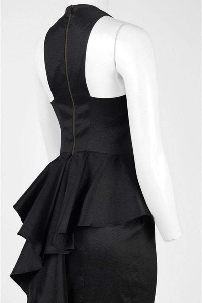 Adrianna Papell - AP1E200147 V-neck Taffeta Trumpet Dress in Black