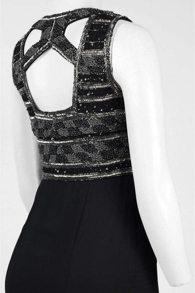 Adrianna Papell - AP1E201342SC Sequined Cutout Bodice High Slit Dress