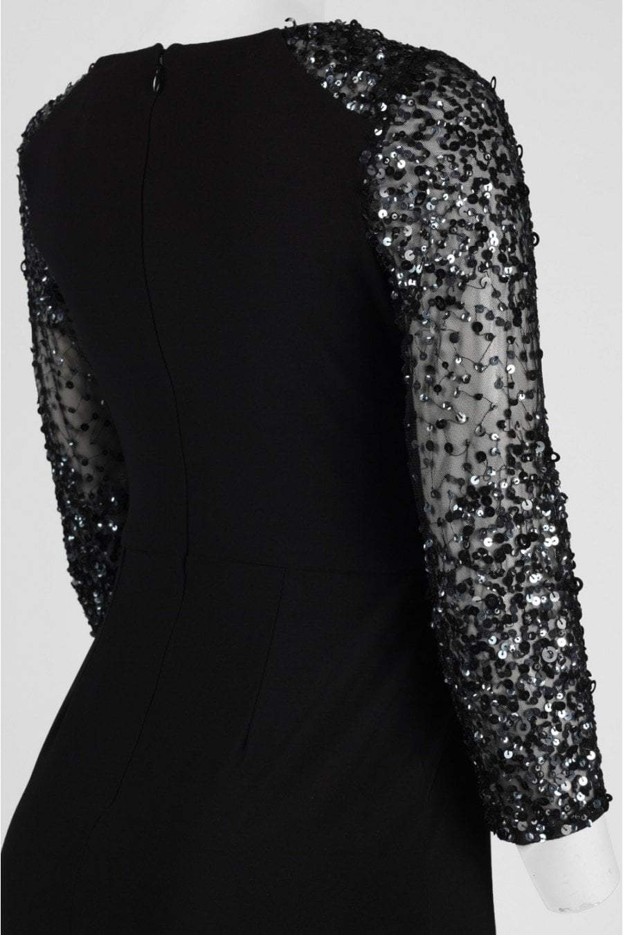 Adrianna Papell - AP1E201493 Sequined Pleated V-neck Sheath Dress In Black