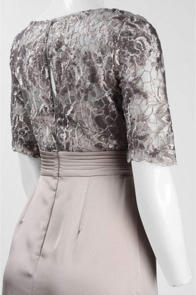 Adrianna Papell - Short Sleeves Draped Satin Dress AP1E201568 In Neutral