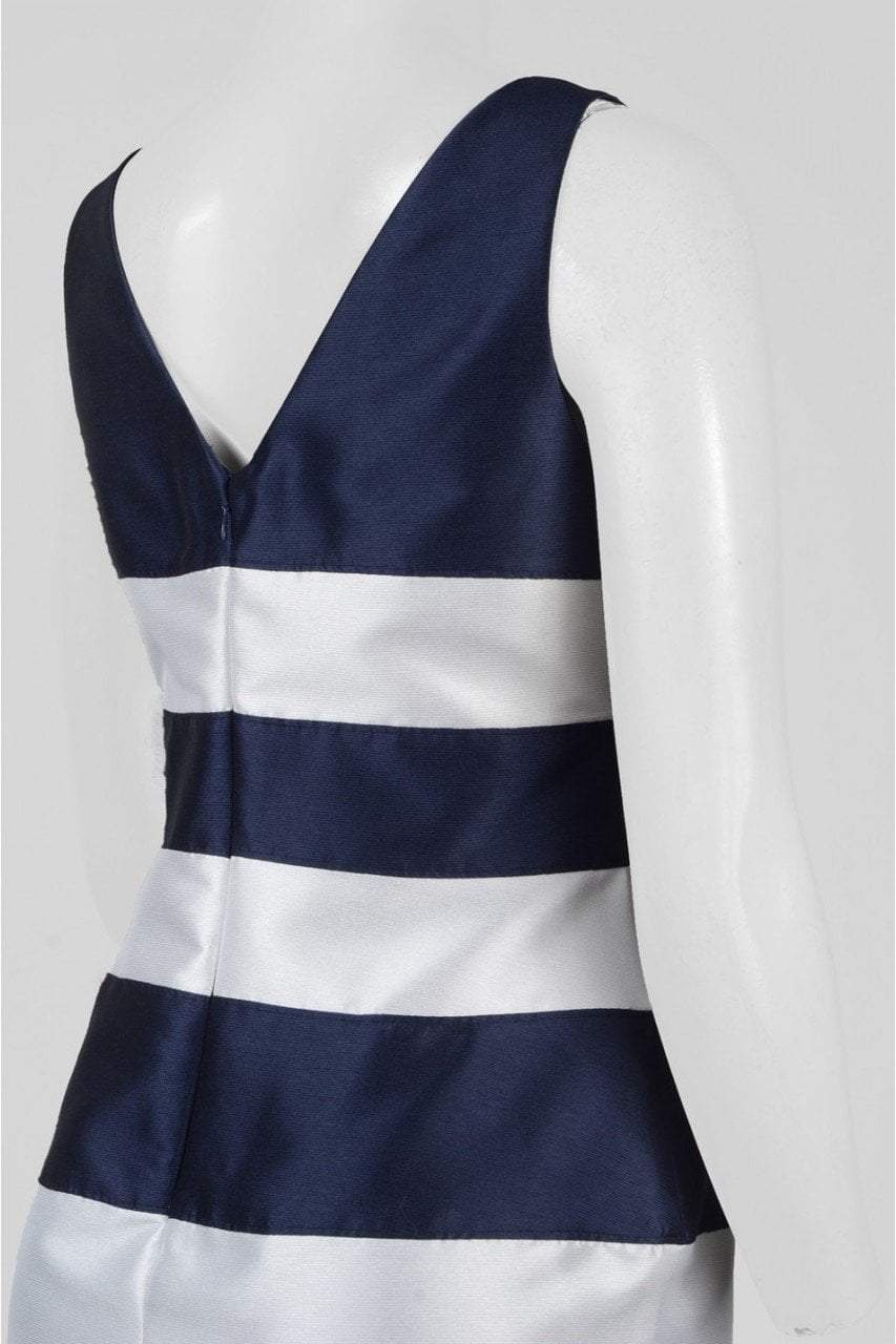 Adrianna Papell - AP1E201573 Stripe Patterned Short Dress in Blue and White