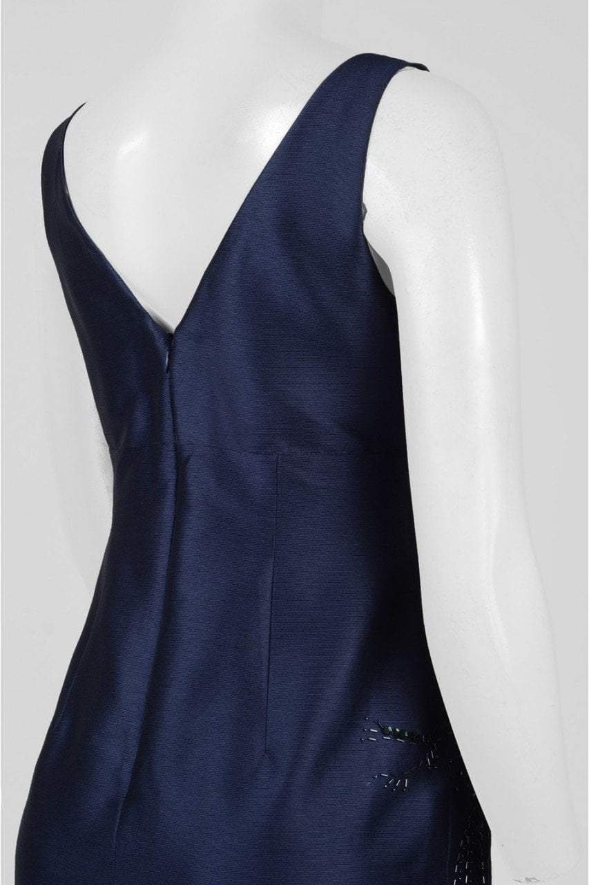 Adrianna Papell - AP1E201575 Embellished V-neck Trumpet Dress in Blue