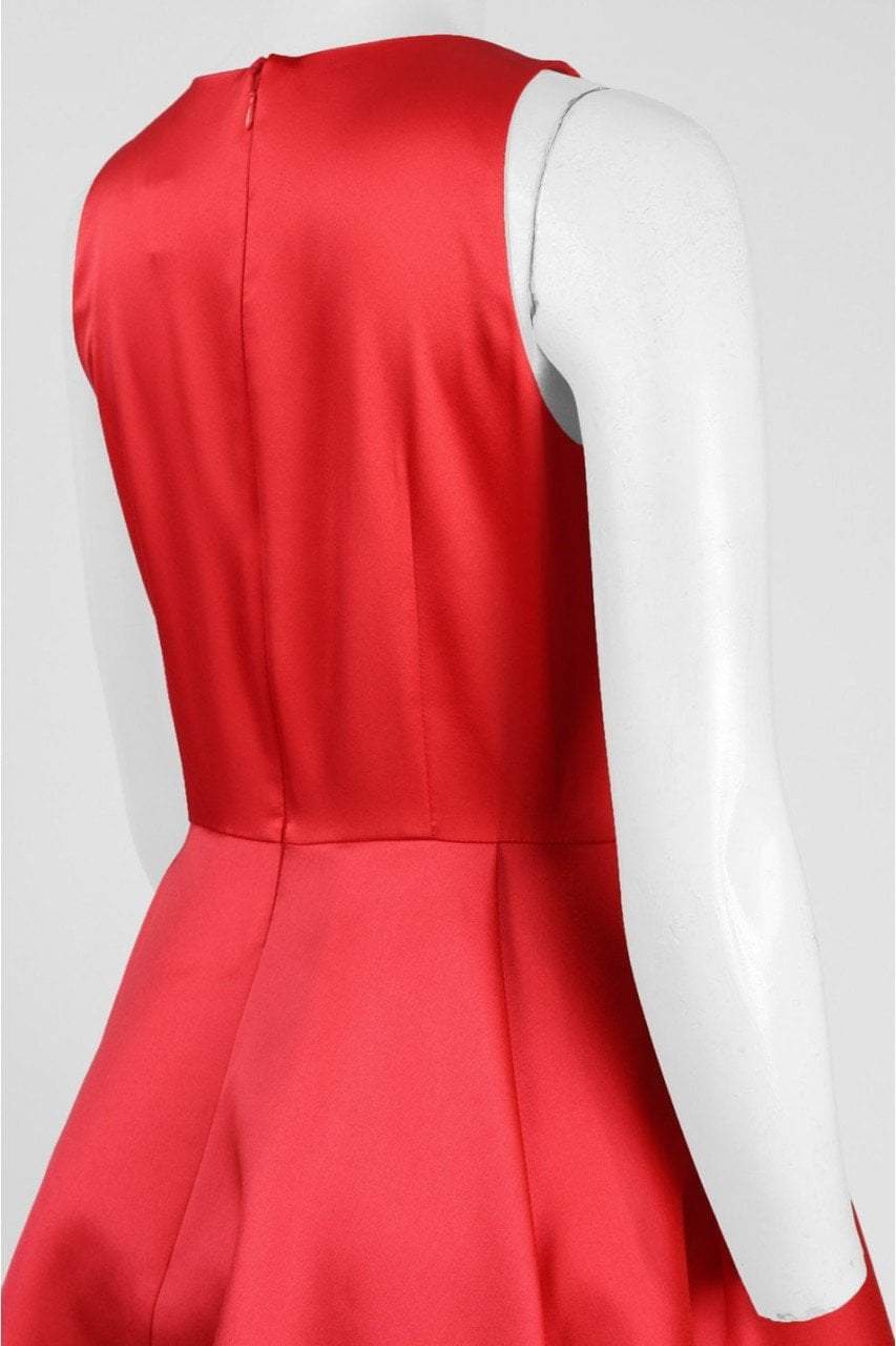 Adrianna Papell - AP1E201685 Sleeveless Tiered Mikado Tea Length Dress in Red