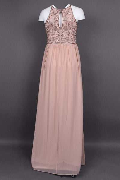 Adrianna Papell - AP1E203111 Bedazzled Halter Chiffon A-line Dress In Pink