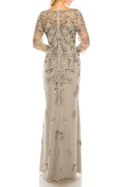 Adrianna Papell - AP1E205388 Illusion Bateau Sheath Evening Dress In Silver