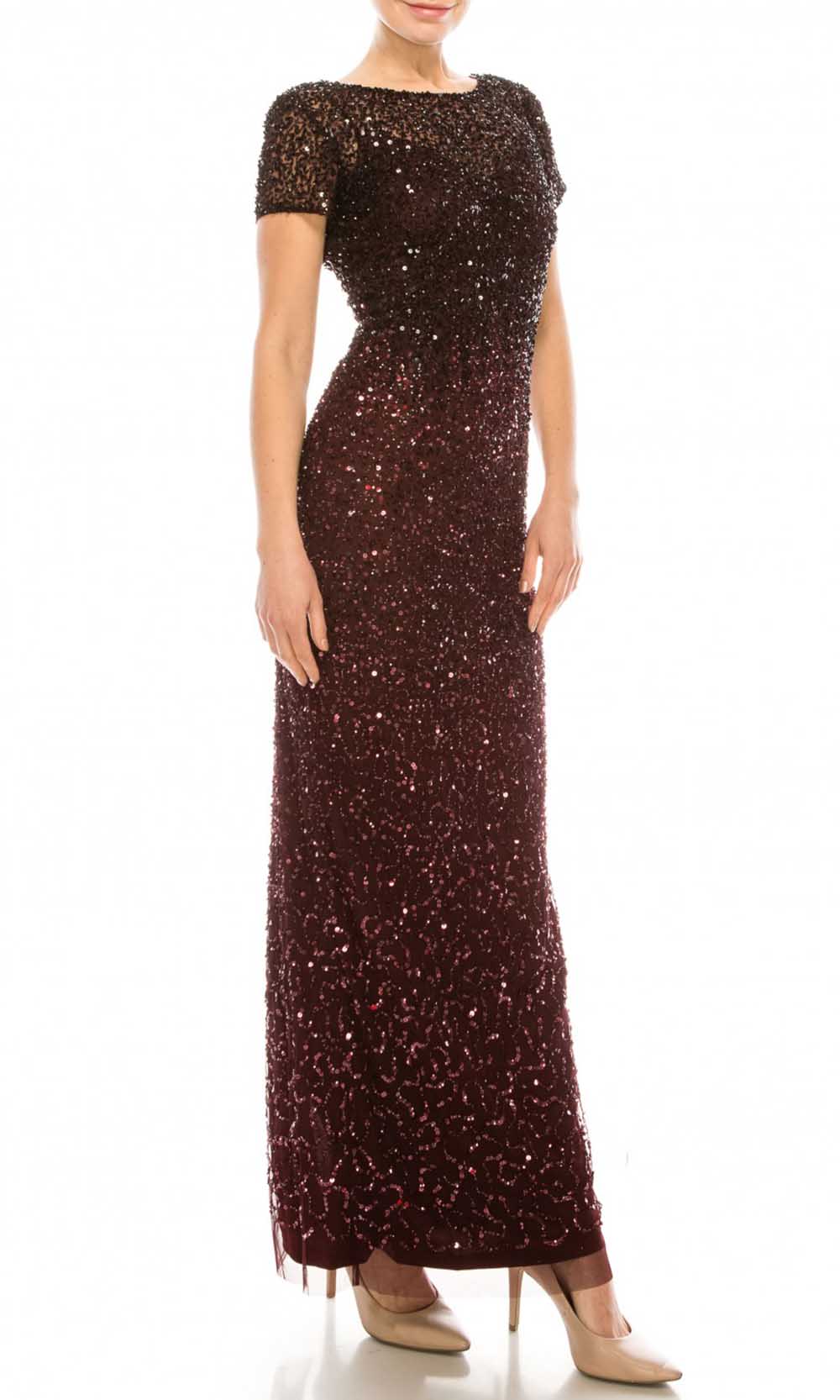 Adrianna Papell - AP1E205994 Sequined Evening Dress In Red
