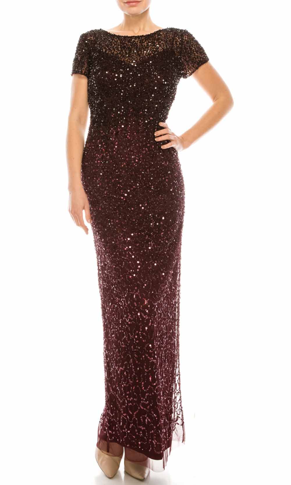Adrianna Papell - AP1E205994 Sequined Evening Dress In Red