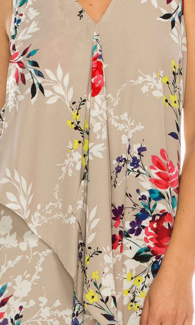 Adrianna Papell - AP1D102209 Floral High Low Dress In Multi-Color