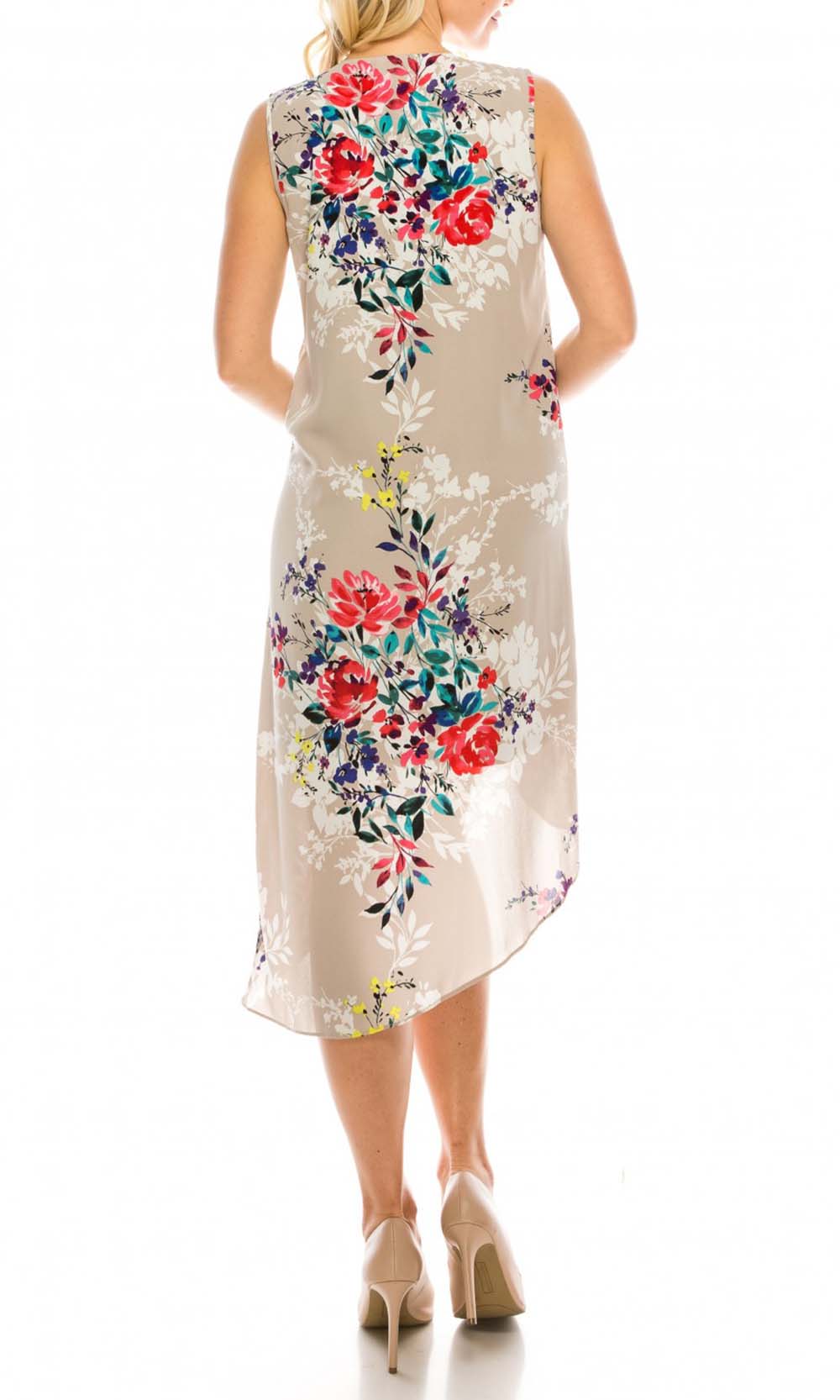 Adrianna Papell - AP1D102209 Floral High Low Dress In Multi-Color