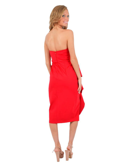 Aidan Mattox - MD1E203029 Ruffled Side Bodice Sheath Dress In Red